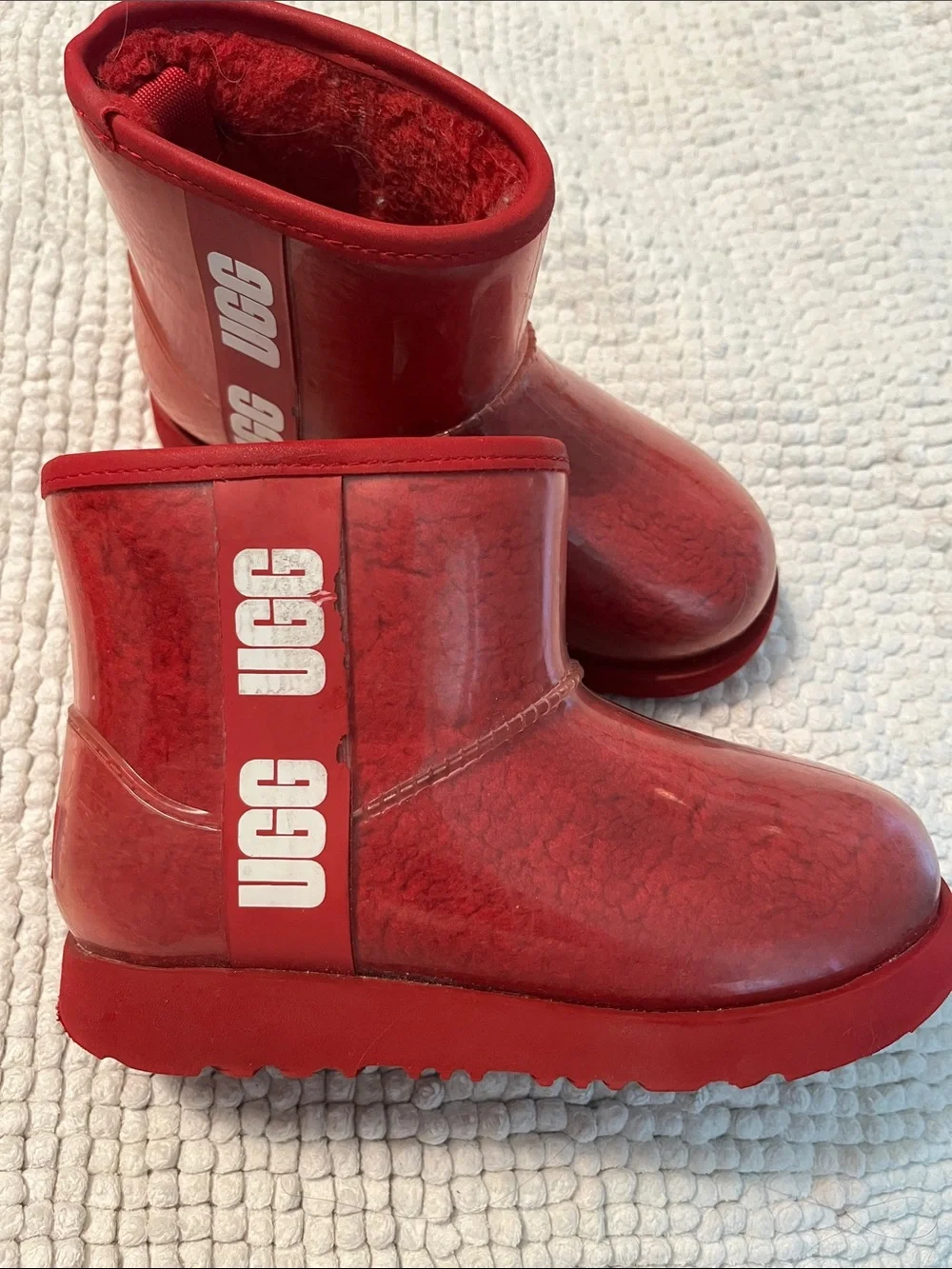 UGG Little Kids Red Waterproof Fleece Boots
